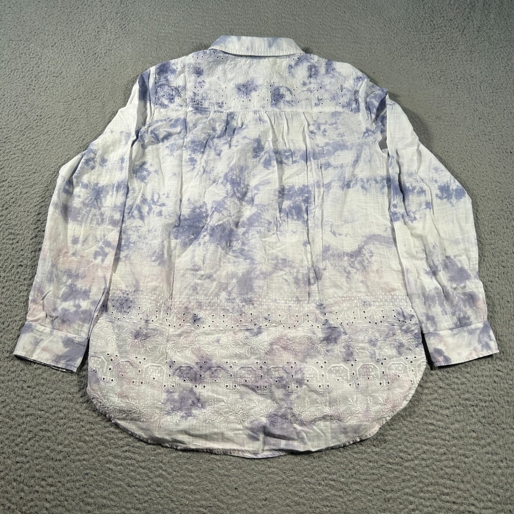 Anthropologie Pilcro Cate Top Womens Medium Boho Eyelet Long Sleeve‎ Tie Dye - Picture 2 of 9